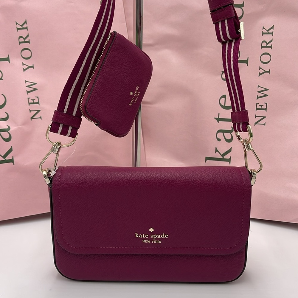 KATE SPADE Rosie Pebble Leather Small Flap Crossbody
Dark Raspberry
NWT - Picture 14 of 16